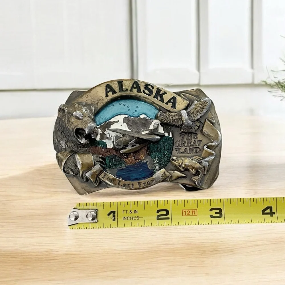 The Great American Buckle Co. 1986 Alaska Bush Plane Multicolor Belt Buckle